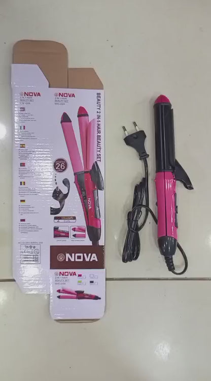2-in-1 Nova Hair Straightener And Curler – Dual-use Styling Tool With Quick Heat-up Technology, Ceramic Plates For Smooth Straightening & Effortless Curls Model-nh-2009 – Portable, Lightweight, Ideal For Home Or Travel Use